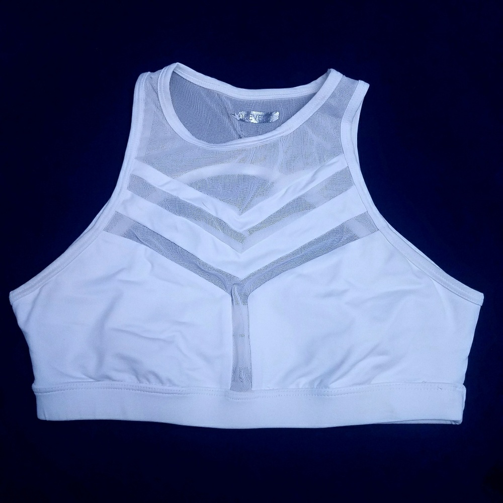 White Open Back Sports Bra